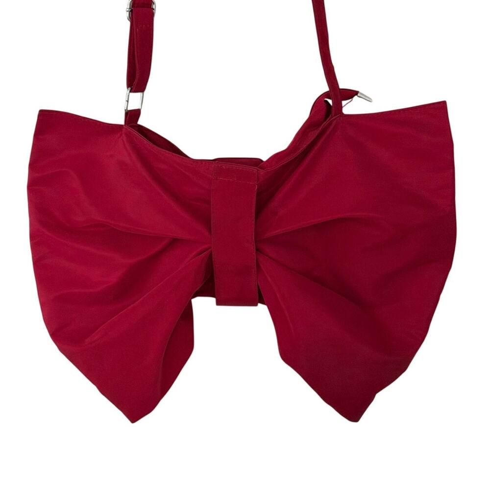 Large Red Bow Shaped  Adjustable Strap Shoulder Purse Bag